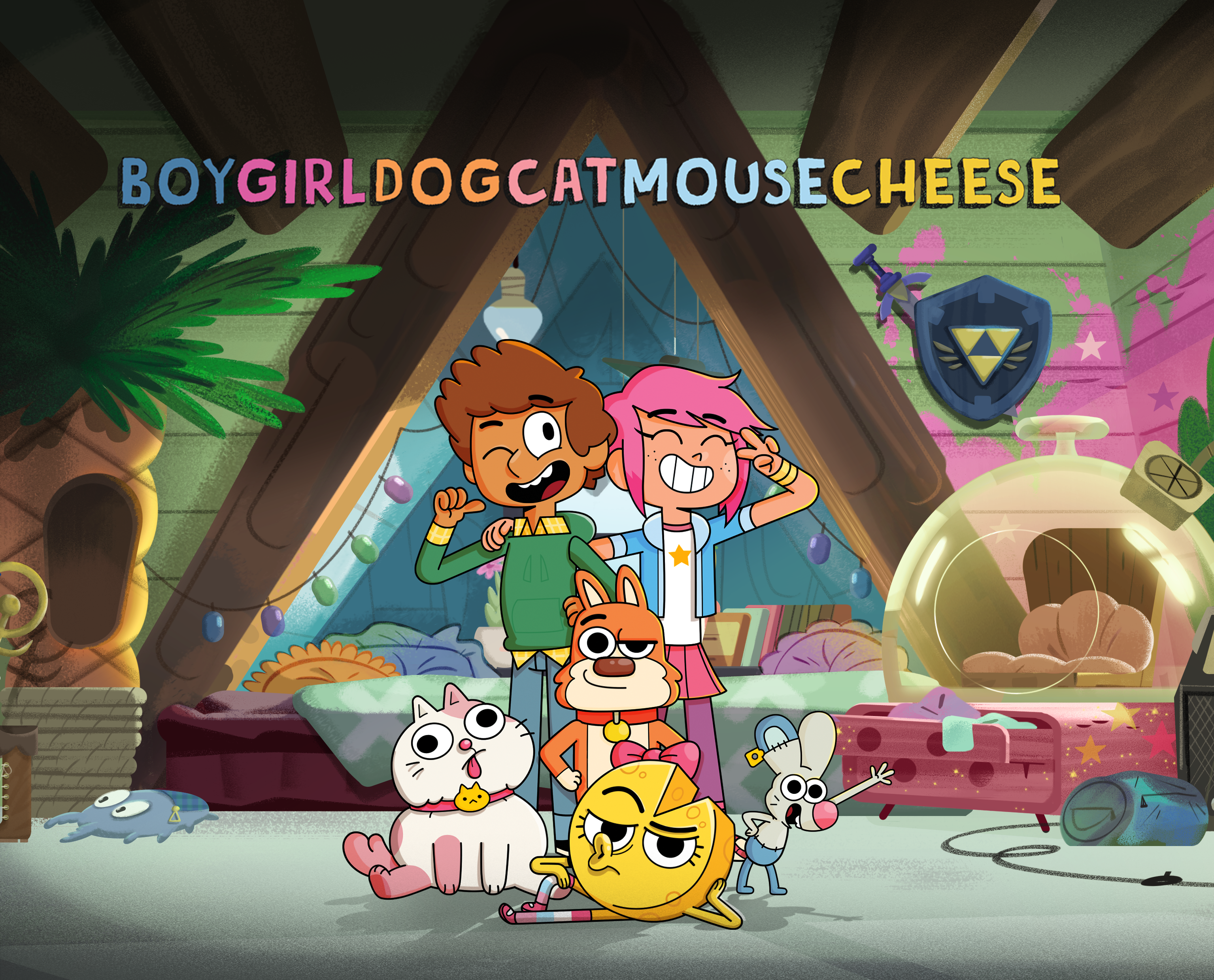 Boy Dog Girl Cat Mouse & Cheese
